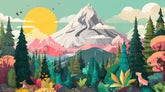 Sunrise Mountain Forest Flower diamond painting kit from the Nature Series and Large Canvas Collection, featuring a glowing sunrise over snowy peaks, colorful woodland flowers, and lush pine forests. This DIY diamond art kit includes premium resin drills and a soft, high-quality canvas for a sparkling finish. Suitable for beginners exploring a calming hobby, as well as experienced crafters looking for a detailed landscape project. Perfect for stress relief, mindfulness, and creative expression, it transform